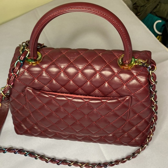 Vintage chanel CoCo medium burgundy purse - Picture 5 of 16